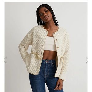 Madewell - Quilted Jacquard Snap-Front Collarless Jacket in Daisy Blooms